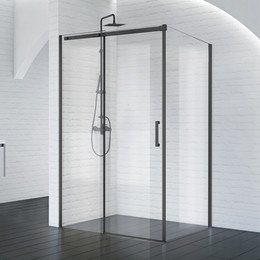 Душевое ограждение BelBagno 150x90 см ACQUA-AH-1-150/90-C-NERO (стекло 8 мм), черный/прозрачное фото 