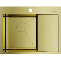 Мойка кухонная Omoikiri Akisame 65-LG-L (4973083) 1,2 мм, светлое золото, Цвет производителя: светлое золото фото 