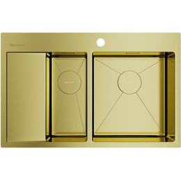 Мойка кухонная Omoikiri Akisame 78-2-LG-R (4973088) 1,2 мм, светлое золото, Цвет производителя: светлое золото фото 