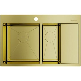 Мойка кухонная Omoikiri Akisame 78-2-LG-L (4973087) 1,2 мм, светлое золото, Цвет производителя: светлое золото фото 