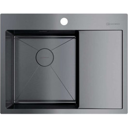 Мойка кухонная Omoikiri Akisame 65-GM-L (4973097) 1,2 мм, вороненая сталь, Цвет производителя: вороненая сталь фото 