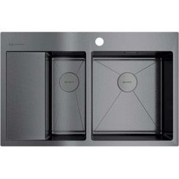 Мойка кухонная Omoikiri Akisame 78-2-GM-R (4973102) 1,2 мм, вороненая сталь, Цвет производителя: вороненая сталь фото 