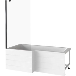 Шторка для ванны Bas Screen BS-80-C-B 800х1400 мм, чёрный/прозрачное фото 