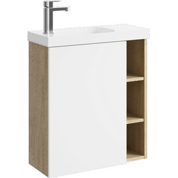 Тумба подвесная с раковиной Aqwella Alba 60 см ALB0106LDD+ALB0706WM L, дуб давос/белый матовый, Цвет фасада: дуб давос фото 