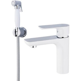Смеситель для раковины с гигиеническим душем Gappo Noar G1048-1, белый/хром фото 