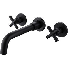 Смеситель для раковины настенный Abber Wasser Kreis AF81121B (со скрытой частью) черный матовый, Цвет производителя: чёрный матовый фото 