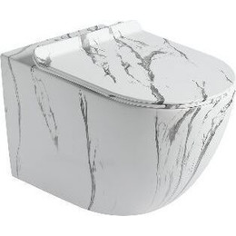 Унитаз подвесной безободковый SantiLine SL-5002MM с крышкой микролифт, под мрамор фото 