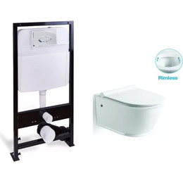 Инсталляция с подвесным безободковым унитазом SantiLine SL-5009+SL01 фото 