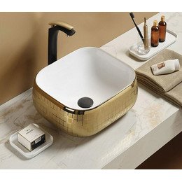 Раковина-чаша CeramaLux NC 45 см C1068, белый/золото фото 