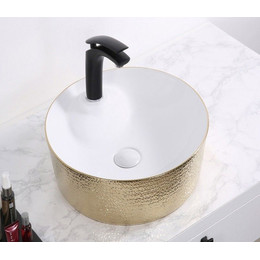 Раковина-чаша CeramaLux LuxeLine 45 см D1306H025, белый/золото фото 