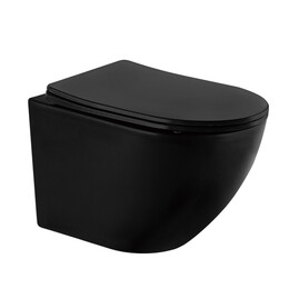 Унитаз подвесной безободковый Abber Bequem AC1100MB с крышкой микролифт, черный матовый, Цвет производителя: чёрный матовый фото 