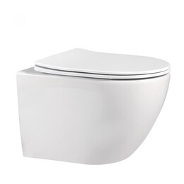 Унитаз подвесной безободковый Abber Bequem AC1100 с крышкой микролифт, Цвет производителя: белый фото 