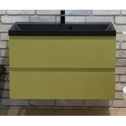 Тумба подвесная с раковиной Art&Max AM-Bianchi-900-2C-SO-OM 90 см, оливковый матовый, Цвет фасада: оливковый матовый фото 