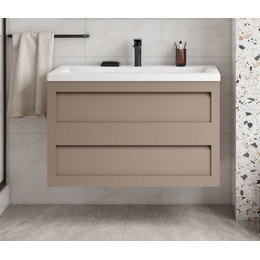 Тумба подвесная с раковиной Art&Max AM-Platino-1000-2C-SO-CM 100 см, капучино матовый фото 