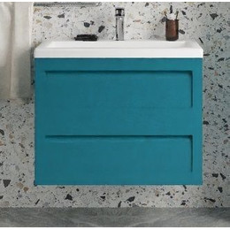 Тумба подвесная с раковиной Art&Max AM-Platino-580-2C-SO-TM 58 см, бирюзовый матовый фото 