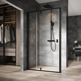 Душевое ограждение Ravak Nexty NDOP2+NPSS 100x100 см 03OA0300Z1+90OA0300Z1, чёрный/прозрачное фото 