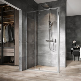 Душевое ограждение Ravak Nexty NDOP2+NPSS 100х100 см 03OA0C00Z1+90OA0C00Z1, алюминий/прозрачное фото 