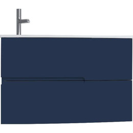 Тумба подвесная с раковиной Jacob Delafon Nona 80 см EB1888RU-G98, темно-синий (стеклянная раковина EB1884RU-DE4, серый матовый) фото 