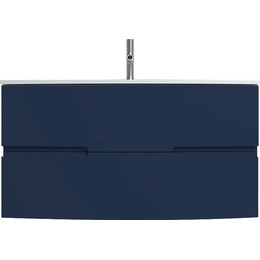 Тумба подвесная с раковиной Jacob Delafon Nona 100 см EB1889RU-G98, темно-синий (стеклянная раковина EB1885RU-DE4, серый матовый) фото 