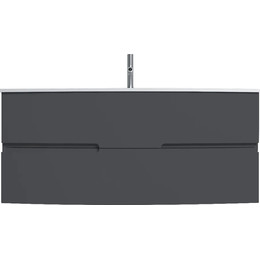 Тумба подвесная с раковиной Jacob Delafon Nona 120 см EB1890RU-442, серый антрацит (стеклянная раковина EB1886RU-DE4, серый матовый) фото 