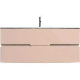 Тумба подвесная с раковиной Jacob Delafon Nona 120 см EB1890RU-G1A, телесный глянцевый (стеклянная раковина EB1886RU-DE1) фото 