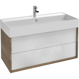 Тумба подвесная с раковиной Jacob Delafon Vivienne 100 см EB1585-E52-F30, дуб табак/белый сатин фото 