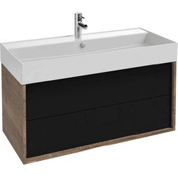 Тумба подвесная с раковиной Jacob Delafon Vivienne 100 см EB1585-E52-S14, дуб табак/черный сатин фото 