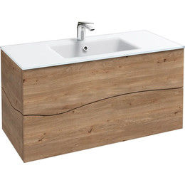 Тумба подвесная с раковиной Jacob Delafon Sherwood 100 см EB1833RU-P6, натуральный дуб (раковина EB1830RU-DE5, цвет базальт матовый) фото 