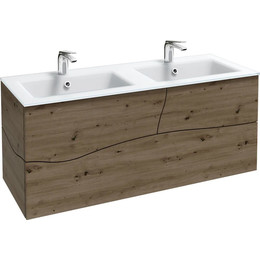 Тумба подвесная с раковиной Jacob Delafon Sherwood 120 см EB1834RU-P13, состаренный дуб (раковина EB1831RU-DE1, цвет белый матовый) фото 