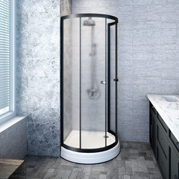 Душевое ограждение Радомир Стронг 110x110 см без поддона, черный/матовое фото 