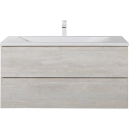 Тумба подвесная с раковиной Cezares MOLVENO-100-2C-SO-LB 100 см, Legno Bianco (раковина CZR-1188-1000/500) фото 