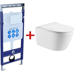 Инсталляция Aquatek Easy Fix 50 INS-0000010 с подвесным унитазом Aquatek Оберон AQ1363W-00 фото 
