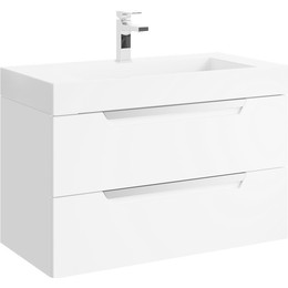 Тумба подвесная с раковиной Aqwella Cube 90 см CUB0109W, белый, Цвет фасада: белый фото 