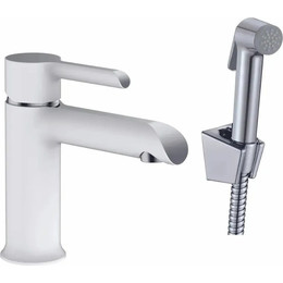 Смеситель для раковины с лейкой для биде Haiba HB12805-8, белый/хром фото 