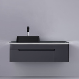 Тумба подвесная со столешницей Jorno Shine 120 см Shi.01.120-M/P/A (с МФУ) антрацит фото 