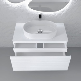 Тумба подвесная со столешницей Jorno Stone 100 см Stn.01.100/P/W/JR, белый фото 