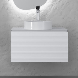 Тумба подвесная со столешницей Jorno Stone 80 см Stn.01.80/P/W/JR, белый фото 