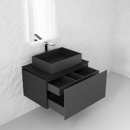 Тумба подвесная со столешницей Jorno Stone 80 см Stn.01.80/P/A/JR, антрацит фото 