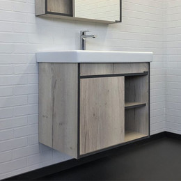 Тумба подвесная с раковиной Comforty Вена 70 см, дуб дымчатый фото 