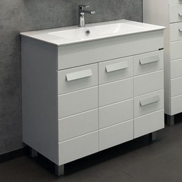 Тумба напольная с раковиной Comforty Модена M90 см, белый фото 