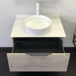 Тумба подвесная с раковиной Comforty Порто 75 см, дуб дымчатый фото 