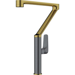 Смеситель для кухни Omoikiri Tara-LG-GM 4994396, светлое золото/вороненая сталь фото 