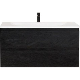 Тумба подвесная с раковиной Cezares MOLVENO-80-2C-SO-NR 80 см, Nero фото 