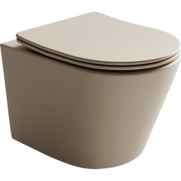 Унитаз подвесной ceramicanova Balearica Rimless CN6000MC с тонкой крышкой микролифт, капучино матовый, Цвет производителя: коричневый фото 