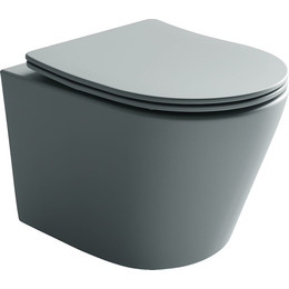 Унитаз подвесной ceramicanova Balearica Rimless CN6000MH с тонкой крышкой микролифт, антрацит матовый, Цвет производителя: серый фото 