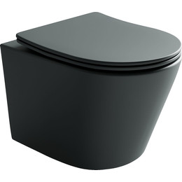 Унитаз подвесной ceramicanova Balearica Rimless CN6000MDH с тонкой крышкой микролифт, темный антрацит матовый, Цвет производителя: чёрный фото 