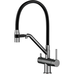 Смеситель для кухни Gappo G4398-89, оружейная сталь/чёрный фото 