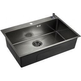Кухонная мойка Emar EMB-125A PVD Nano Dark 1 мм, чёрный, Цвет производителя: чёрный фото 
