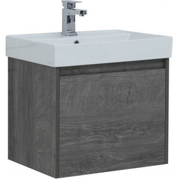 Тумба подвесная с раковиной Aquanet Nova Lite 60 см 242570 (1 ящик) дуб рошелье, Цвет фасада: дуб рошелье фото 