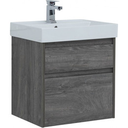 Тумба подвесная с раковиной Aquanet Nova Lite 60 см 242577 (2 ящика) дуб рошелье, Цвет фасада: дуб рошелье фото 